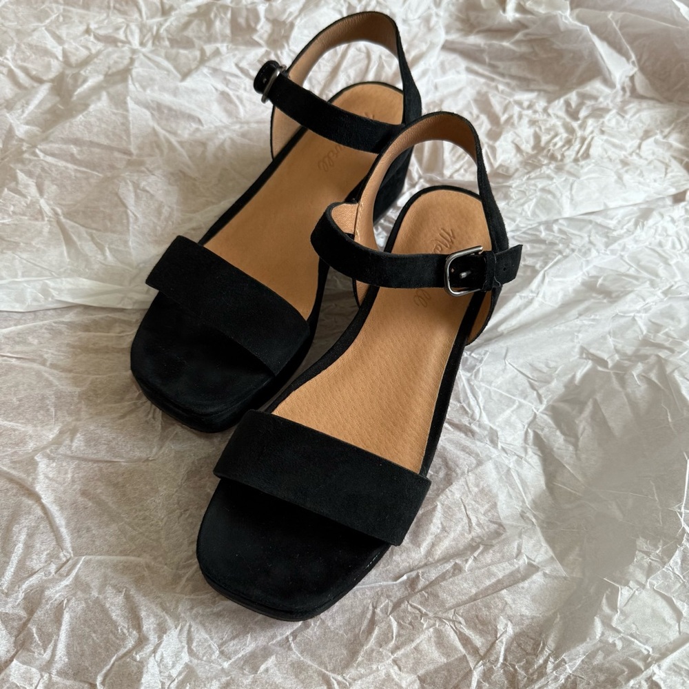 USED-Excellent // Madewell Cloudfoam Black Suede Sandals